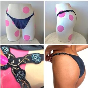 Victoria's Secret Very Sexy Electric Orchid Shine Strap Brazilian Panty NWT Blue